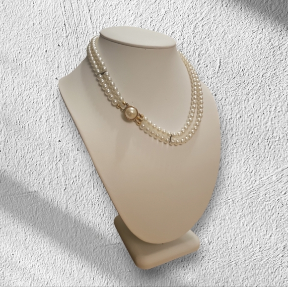 Beautiful 6-6.5 mm white Genuine Freshwater Pearl double row Necklace. - Picture 6 of 6